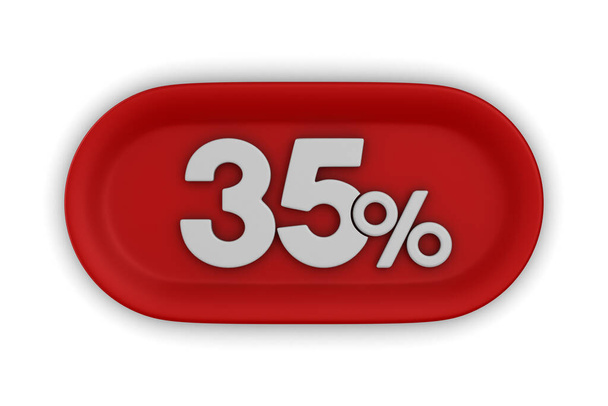 Button with thrity five percent on white background. Isolated 3D illustration - Foto, afbeelding