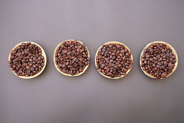 top view coffee beans on table background and space for text - Photo, Image