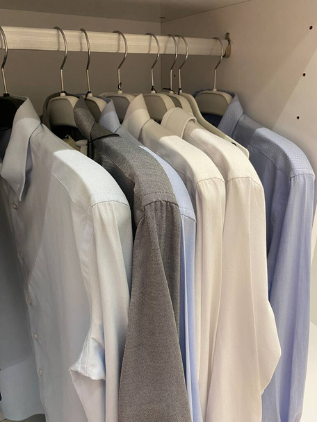 close up dress shirts in wardrob - Photo, Image
