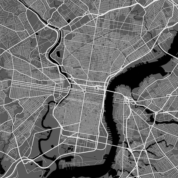 Mappa urbana di Filadelfia. Illustrazione vettoriale, Philadelphia mappa poster d'arte. - Vettoriali, immagini