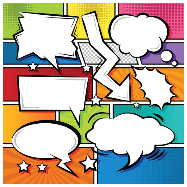 Comic Speech Bubbles Icons Collection color background Vector illustration - Vector, Image