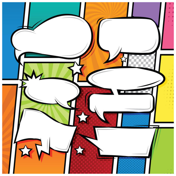 Comic Speech Bubbles Icons Sammlung Farbe Hintergrund Vektor Illustration - Vektor, Bild