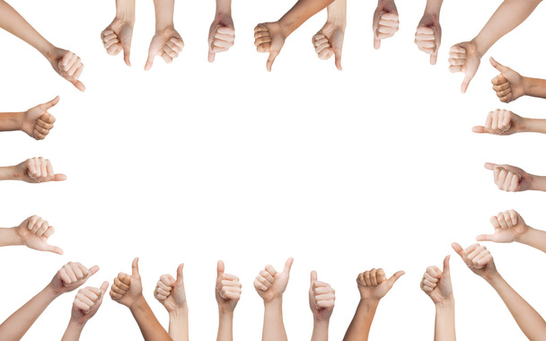 Human hands showing thumbs up in circle - Foto, Imagem