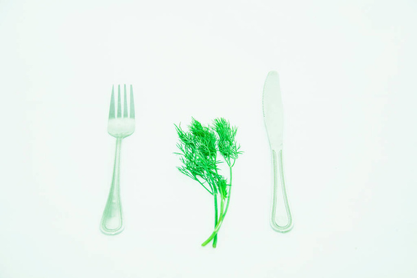 Zweig frischer grüner Dill auf hellem Hintergrund - Foto, Bild