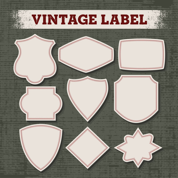 Vintage Shields Frame Set Labels Vector - Vektör, Görsel