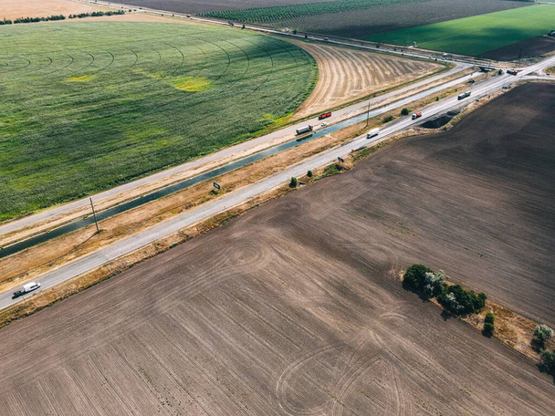 fields with crops top view - Fotó, kép