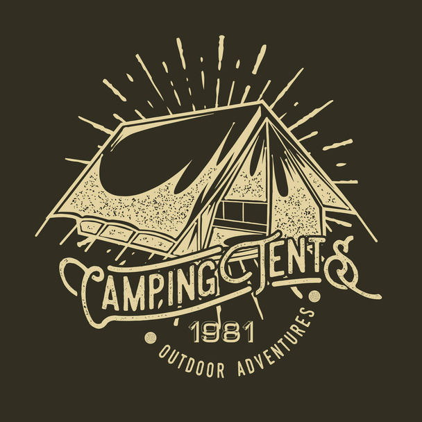 キャンプヴィンテージテントアドベンチャー屋外ロゴ古いベクトル - ベクター画像