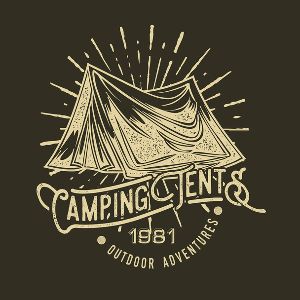 キャンプヴィンテージテントアドベンチャー屋外ロゴ古いベクトル - ベクター画像