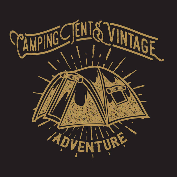 Camping Vintage Tent Aventure Logo extérieur Vieux vecteur - Vecteur, image