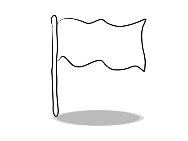 Icône drapeau sur fond blanc, dessin plat, dessin à la main. Bannière d'illustration, contour du symbole  - Vecteur, image