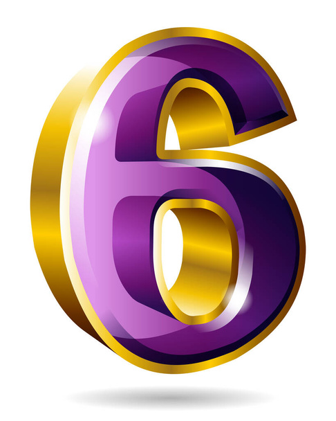 Золотий і фіолетовий символ номер 6 ізольовано на білому тлі. Векторні ілюстрації
. - Вектор, зображення