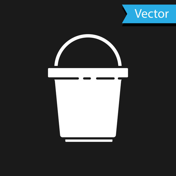 White Bucket icon isolated on black background. Cleaning service concept.  Vector Illustration. - Vector, Image