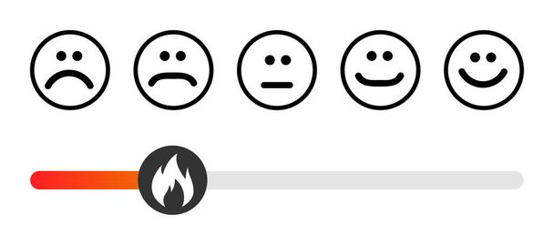 Icône client émotion satisfaction mètre avec symbole différent sur fond blanc . - Vecteur, image