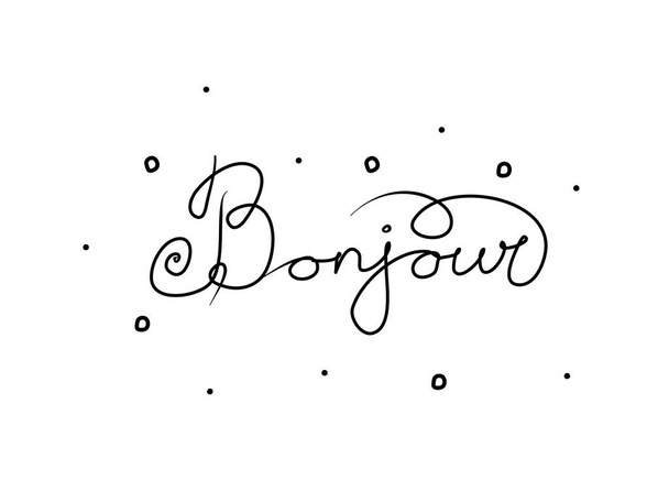 Bonjour fráze ručně psaná s kaligrafií štětcem. Dobré odpoledne ve francouzštině. Moderní kaligrafie štětce. Izolované slovo  - Vektor, obrázek