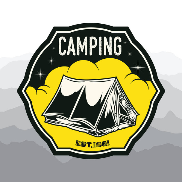  キャンプやハイキングのロゴデザイン,アドベンチャーライフ,テント屋外ベクトル  - ベクター画像