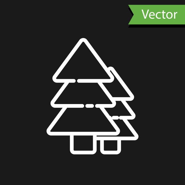 White line Tree icon isolated on black background. Forest symbol.  Vector Illustration. - Vektori, kuva