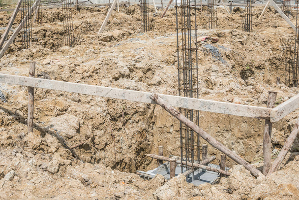 New House building construction site with rebar steel to reinforced concrete - Photo, Image