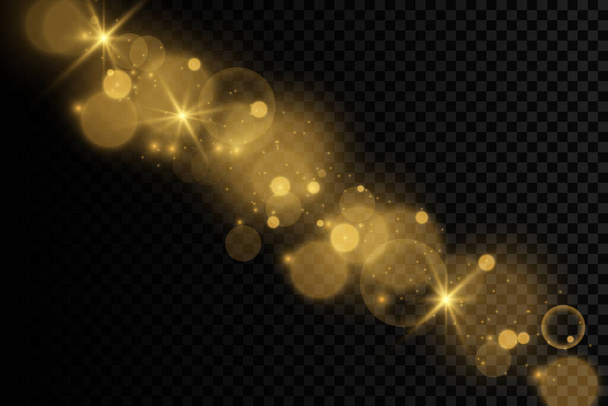 透明ゴールデングロー光効果。輝く星のバースト - ベクター画像