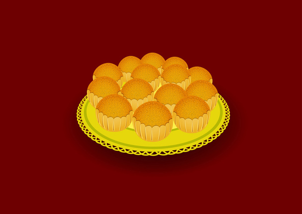 diwali sweet laddu im Tablett - Vektor, Bild