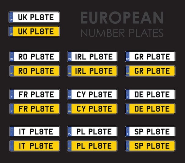 Набор европейских номерных знаков
 - Вектор,изображение