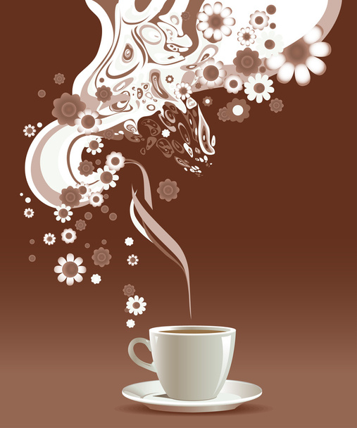 Coffee cup with floral pattern. - Vector, Image
