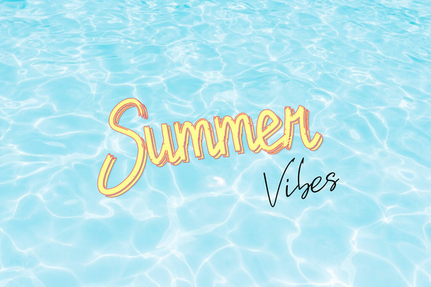 Concepto de vibraciones de verano. Verano en la piscina. Ilustración de estilo retro - Foto, Imagen