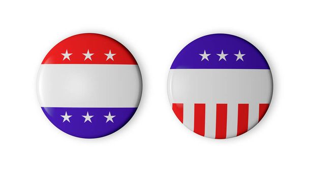 Dos insignias electorales estadounidenses en blanco aisladas sobre fondo blanco. Ideal para su diseño. - Foto, imagen