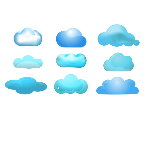 Cloud kiiltävä kuvakesarja 9 (Cloud computing käsite
) - Vektori, kuva