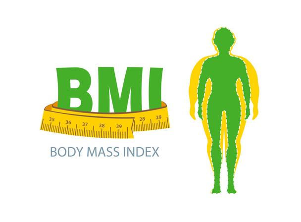 BMI。ボディマスインデックス。減量の概念。肥満. - ベクター画像