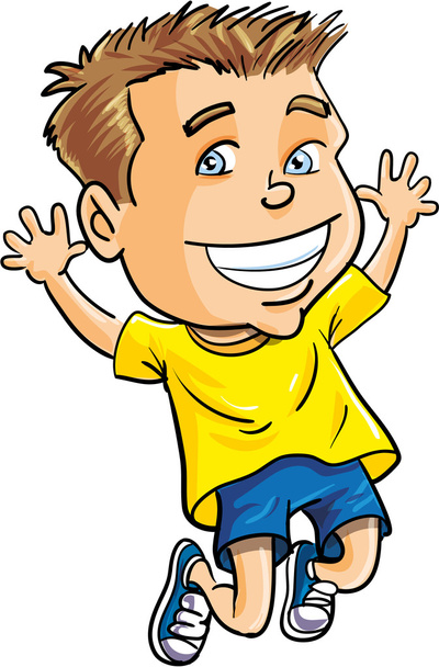 Cartoon Boy Sauter pour la joie - Vecteur, image