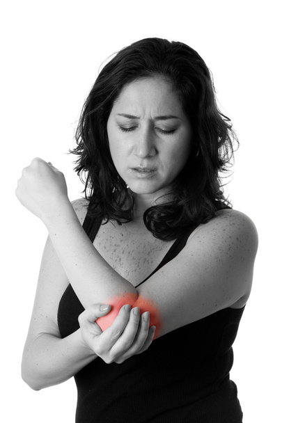 Woman with elbow pain - Fotoğraf, Görsel