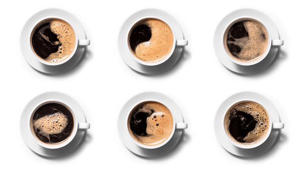 coffee cup top view set isolated - Foto, imagen