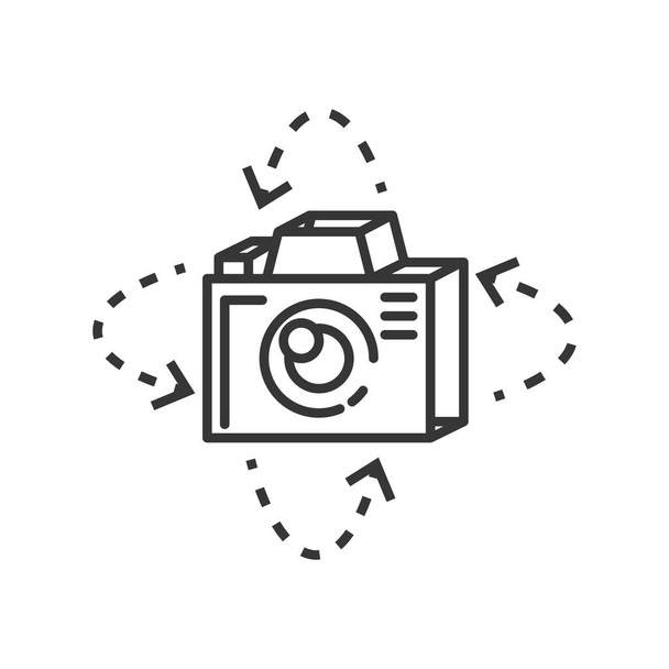 ikona kamery 360 stopni, wirtualna linia zwiedzania szczegółowe - Wektor, obraz