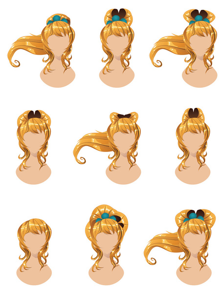 Yellow hair in different styles - Vector, Image