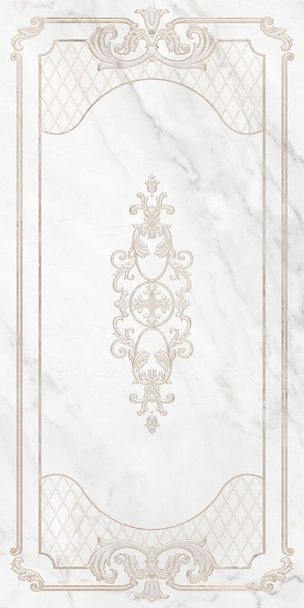 Dlaždice barokní renesanční monogram květinové ornamenty, bílý mramor.Digitální barevné nástěnné dlaždice design pro umývárny a kuchyně - Fotografie, Obrázek