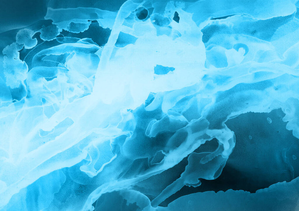 sininen nestemäinen muste, digitaalinen tapetti - Valokuva, kuva