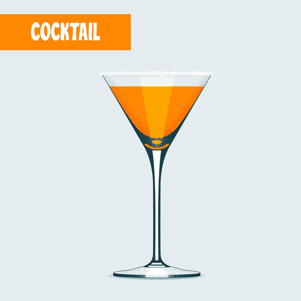 Martini cocktail orange color vector illustration. Poster, design element with classical martini goblet - Vector, Image