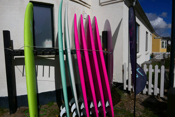 Klitmoller, Denmark Surfboards at a rental store. - Фото, зображення