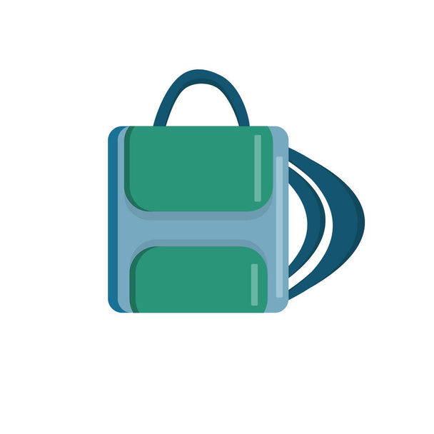 vector de ilustración de verde y azul bolsa de la escuela, mochila, aislado sobre fondo blanco - Vector, imagen