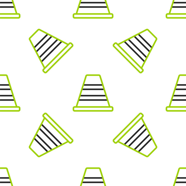 Line Traffic cone icon isolated seamless pattern on white background.  Vector Illustration. - Vector, Image