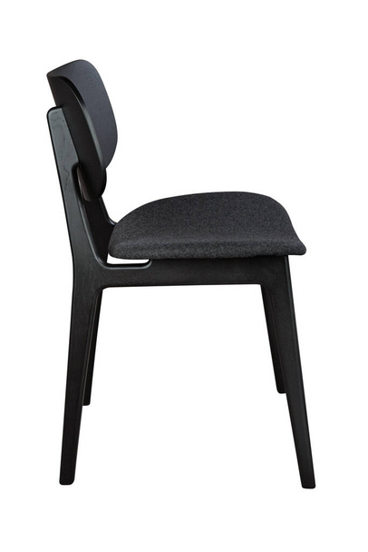 Klassieke zwarte stoel met zwarte textielzitting geïsoleerd op wit - Foto, afbeelding