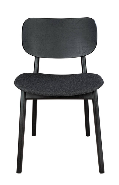 Klassieke zwarte stoel met zwarte textielzitting geïsoleerd op wit - Foto, afbeelding
