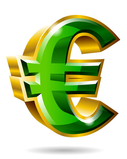 Símbolo dourado do euro em estilo 3D isolado sobre fundo branco. Ilustração vetorial
. - Vetor, Imagem