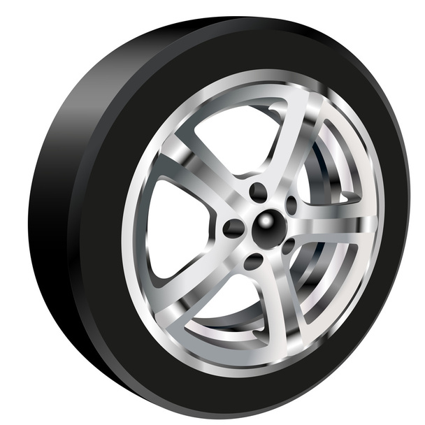 Car wheel with a tire. - Vector, Image