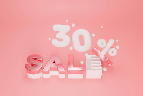 Sale Gift box 3D Discount 30 percent Background Concept Design. - Photo, Image