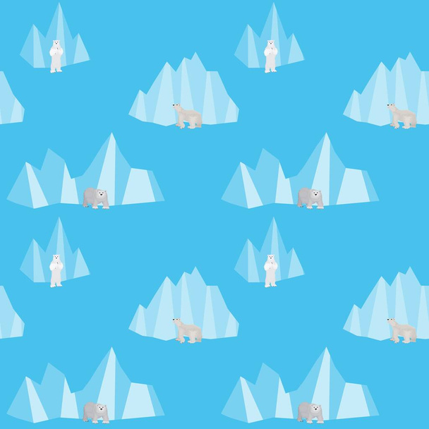 simple seamless pattern with bears at the north pole vector seamless pattern - Vector, Image