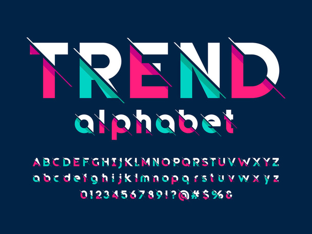 Modern abstract alphabet design with uppercase, lowercase, numbers and symbol - Vector, Image