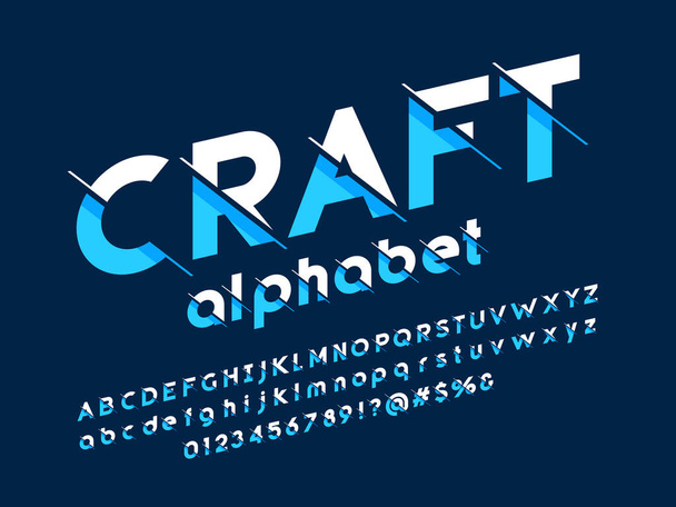 Modern absztrakt ábécé dizájn nagybetűkkel, kisbetűkkel, számokkal és szimbólumokkal - Vektor, kép