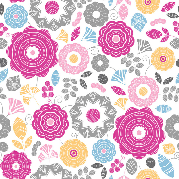 Vibrant floral scaterred seamless pattern background - Vector, Image