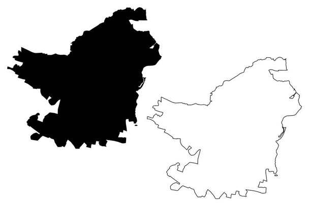 Soledad City (Republic of Colombia, Department of Atlantico) Картографічна ілюстрація, скетч City of Soledad map - Вектор, зображення